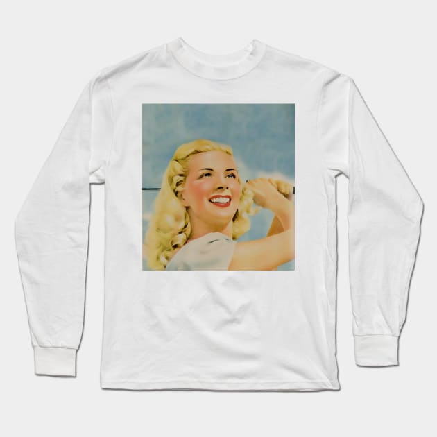 blonde girl smiling Long Sleeve T-Shirt by Marccelus